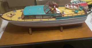 Rare Marx Model Chris Craft Constellation Yacht Boat Model W Wooden Stand Pics