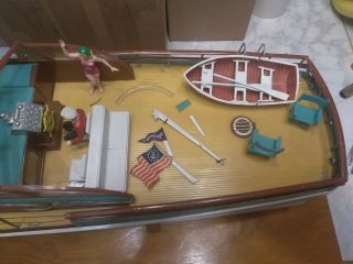 RARE MARX Model Chris Craft Constellation Yacht BOAT MODEL W WOODEN STAND PICS 4