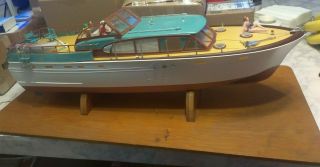 RARE MARX Model Chris Craft Constellation Yacht BOAT MODEL W WOODEN STAND PICS 5