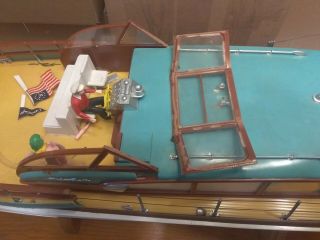 RARE MARX Model Chris Craft Constellation Yacht BOAT MODEL W WOODEN STAND PICS 6