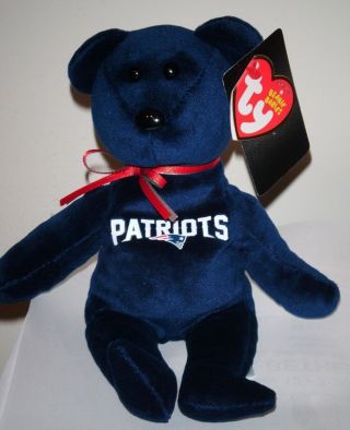 Ty Beanie Baby England Patriots The Nfl Football Bear (8 Inch) Mwmt