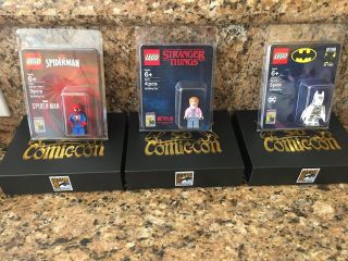 Sdcc 2019 Lego Minifig Set: Spider - Man,  Barb And Batman.  All Ready To Be Shipped