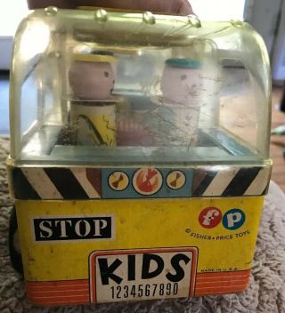 Vintage Fisher Price Little People 983 Safety School Bus 1st Version (?) 1959 6
