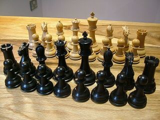 Signed 4 " Jaques London Weighted Vintage Antique Chess Set 4 " King Staunton