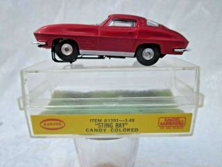 Rare Vintage Aurora Boxed Candy Red 1963 Chevy Corvette Sting Ray Slot Car 1391