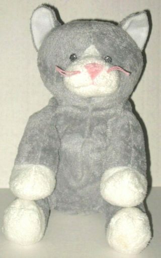 Ty Pluffies Pursley Gray Cat 2008 Beanie Plush Stuffed Animal Toy Baby Sewn Eyes