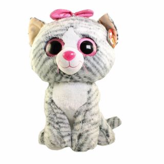 Ty Beanie Boos - Kiki The Grey Cat (large Size - 17 Inch) - Mwmts Boo Toy