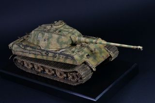 PRO - BUILT 1/35 King Tiger Porsche WW2 German tank finished model 2