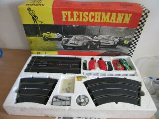 Vintage German Fleischmann " 3015 Sport " Auto Rallye Rally Slot Car Set W/ Box