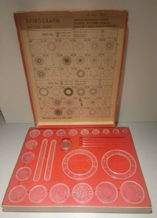 Vintage Spirograph Kenner 1967 1st Edition Red W/ Pins All Wheels No Paper & Pen