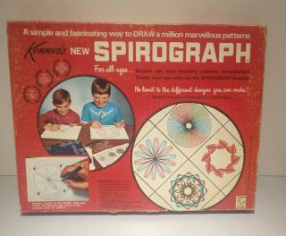 Vintage Spirograph Kenner 1967 1st Edition Red w/ Pins All Wheels NO Paper & Pen 2