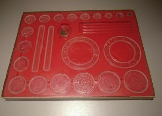 Vintage Spirograph Kenner 1967 1st Edition Red w/ Pins All Wheels NO Paper & Pen 3
