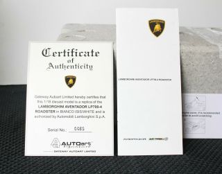 1/18 Autoart Lamborghini Aventador LP700 - 4 Roadster / Bianco Isis White 5
