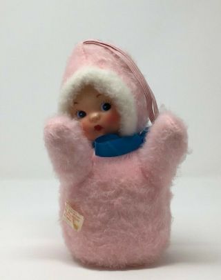 Vintage The Rushton Company Stuffed Pink Girl Doll Rattle