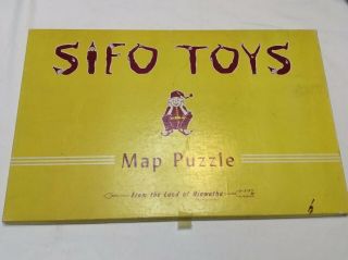 Vintage Sifo Toys Jigsaw Puzzle Map Commercial United States Wooden Wood Box