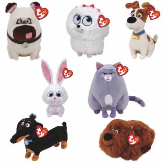 Set Of 7 Ty Beanie Babies Plush - Secret Life Of Pets Movie Soft Toys (6 Inches)