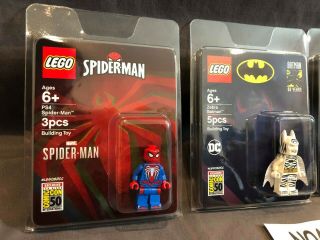 SDCC 2019 LEGO Minifig Set - PS4 Spider - Man,  Zebra Batman & Stranger Things Barb 2