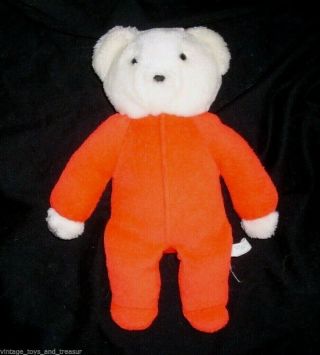 12 " Vintage Eden White Teddy Bear Rattle Red Pajamas Stuffed Animal Plush Toy