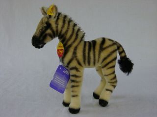 Vintage Steiff Zebra With Chest Tag And Partial Ear Tag.  9 " Tall