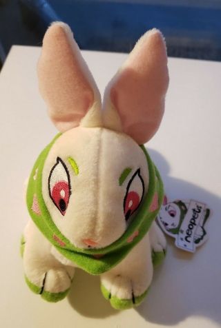 Rare Early 2001 Neopets Green Cybunny Plushie Toy Stuffed Animal W/ Tag