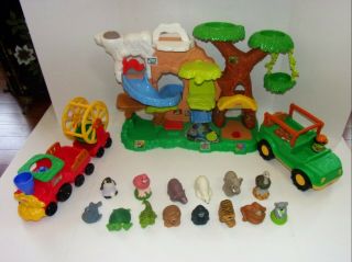 Fisher Price Zoo Talkers Interactive Playset 14 Animals Sounds Jeep & Train Man