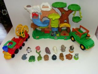 Fisher Price Zoo Talkers Interactive Playset 14 animals sounds Jeep & Train man 2