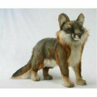 Realistic Hansa Gray Fox Plush Stuffed Animal Fast