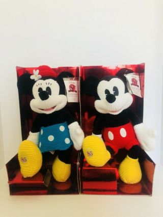 Rare Limited Edition Mickey Mouse & Minnie 85th Hand Sewn Dolls On Card
