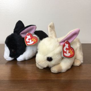 Ty Beanie Babies 2 Easter Bunnies Checkers And Creampuff Set Of 2