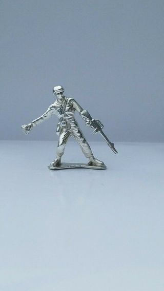 Classic Army Man Grenade Thrower Silver Toy Soldier 1 Oz.  999 Fine Silver