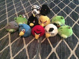 Set Of 11 5 - Inch Commonwealth Angry Birds And Angry Birds Star Wars Plush