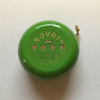1950’s Royal Tops Jeweled Tournament Yoyo Green Wooden W/ String