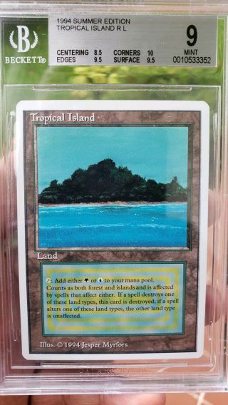 Vintage Magic | BGS 9.  5 MTG Summer Magic Tropical Island, .  5 from GEM 6