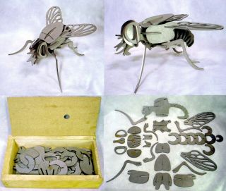 Steel Metal Laser Cut Custom Made 3d Fly Puzzle Bee Sculpture Model 3 - D Insect