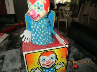 Vintage 1971 Mattel Tin Litho Wind Up Music Box With Pop Up Clown