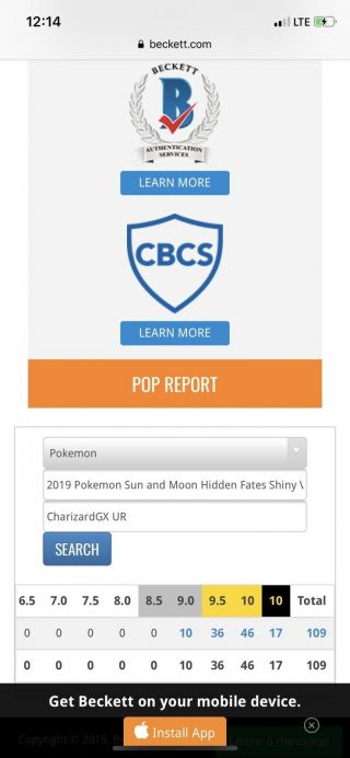 Beckett BGS 10 BLACK LABEL PRISTINE Pokemon Hidden Fates Shiny Charizard GX SV49 4