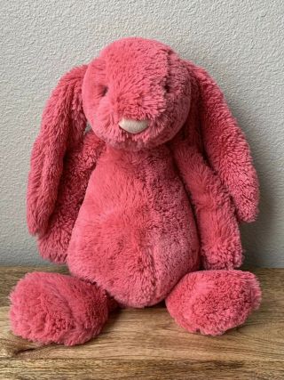 Jellycat Bashful Bunny Rabbit Strawberry Pink Animal Large 15 " Plush Retired