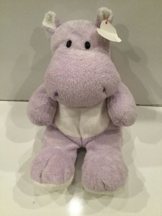 Pluffies - Wades The Hippo By Ty Bennie Babies Purple Lavender 2007 11 "