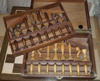Mid Century Modernist Anri Space Age Universum Arthur Elliot Wooden Chess Set