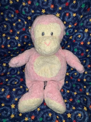 Ty Pluffies Pink Dangles The Monkey Beanbag Plush Stuffed Toy W/ Sewn Eyes