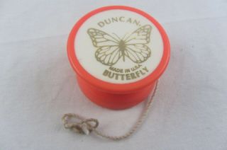 Vtg Duncan Butterfly Yoyo,  Orange &white W/gold Imprint