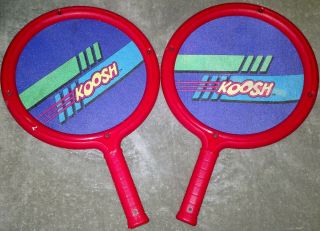 Vintage 1991 Oddzon Koosh Ball Paddle Raquets 2 Red Rackets