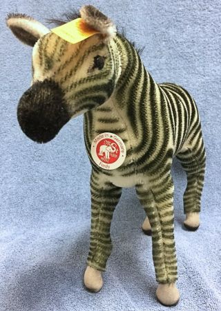 Steiff Mohair Zebra (ferdy) - 30cm Standing W All Ids Tags & Button Ean 068850