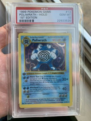 1999 Pokemon Shadowless 1st Edition Holo Poliwrath Psa 10 Gem (thick Stamp)