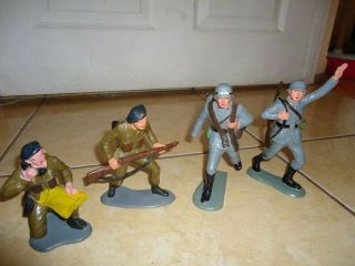 Set Of 4 Figures Soldiers World War Ll Vintage 1963 Louis Marx