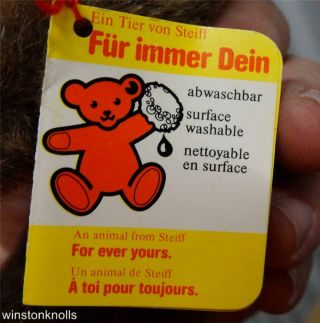 1977 - 85 STEIFF 14 CM 5 1/2 INCHES ASSY DONKEY BUTTON TAG 1510/14 FULLY TAGGED 7
