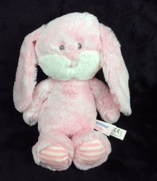 Aurora Baby World Huggie Bunny Rabbit Pink Striped Crinkle Feet Plush 11 "