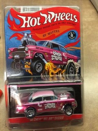 Hot Wheels Rlc Candy Striper 55 Chevy Gasser " Pink Roof Stripe Variation "