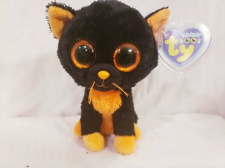 Ty Beanie Boos 6 " Moonlight The Cat W/ Purple Tags & Tag Protector