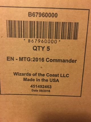 Mtg Commander 2016 Set Of 5 Decks In Carton